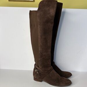 Antonio Melani Brown Suede Over the Knee Boots w/Harness Straps